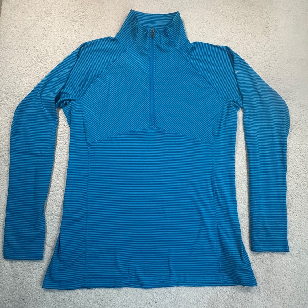 Columbia Pullover Women XL Blue Striped Omni-Wick Quarter Zip Hiking Top